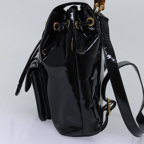 GUCCI Bamboo Backpack Patent leather Black 003 2058 0030 Auth ep4556 - Picture 4 of 16